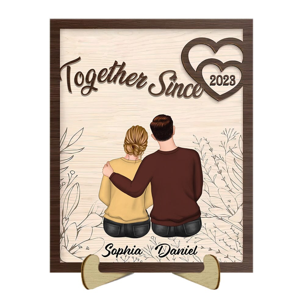 Personalized Couple Hugging Together Since 2 Layers Wooden Plaque NVL26DEC23NY1 Wood Plaque HumanCustom - Unique Personalized Gifts Made Just for You 