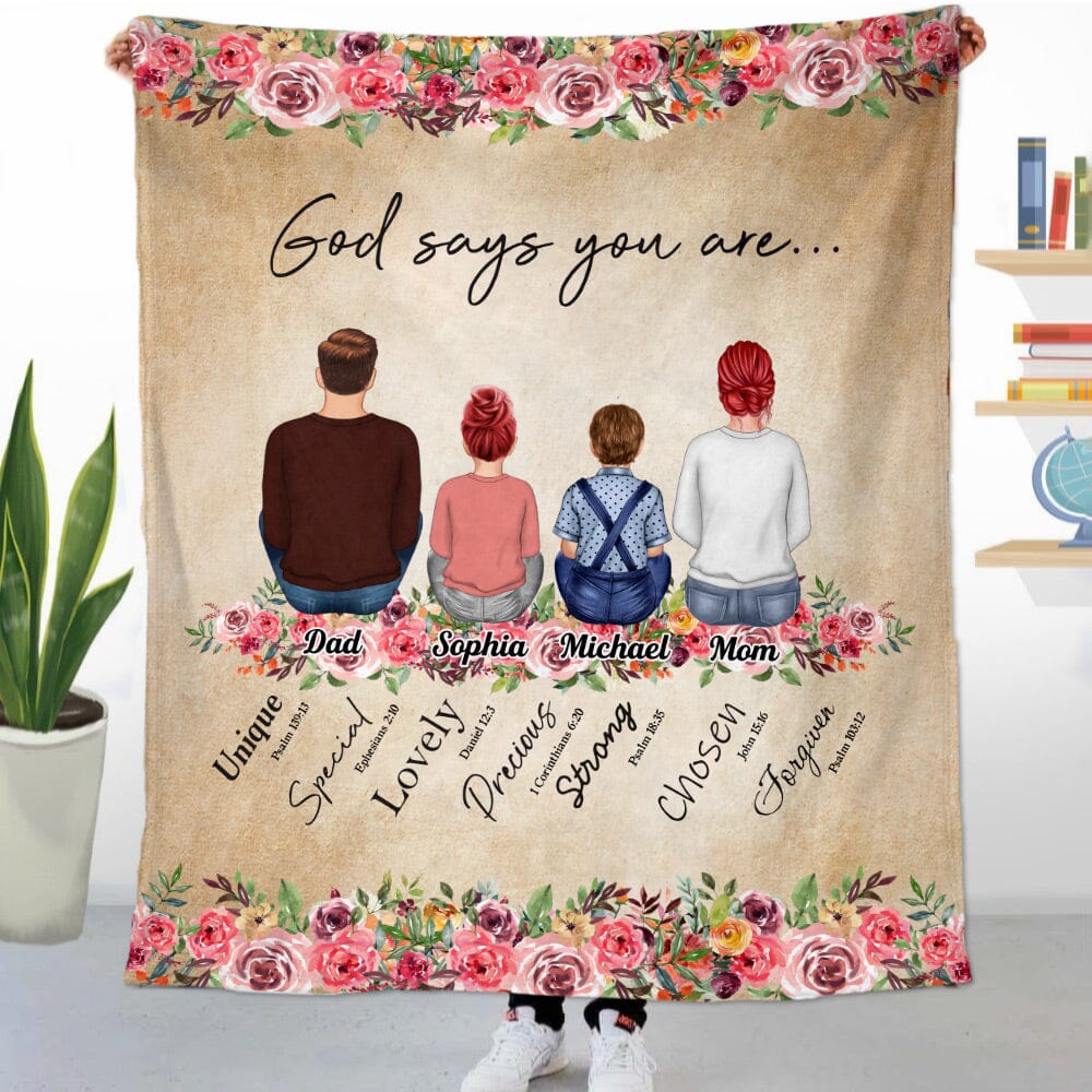 God says you are Family Personalized Fleece Blanket HTN12DEC23NY2 Fleece Blanket HumanCustom - Unique Personalized Gifts Made Just for You Small (30x40in) 