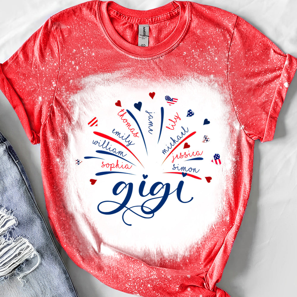 Firework America Flag Grandma And Kids Personalized 3D T-shirt NVL11APR24NY3