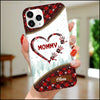 Christmas Grandma Mom Heart Handprint Kids, Leather Zipper Texture Personalized Phone Case LPL30OCT23NY1 Silicone Phone Case HumanCustom - Unique Personalized Gifts Made Just for You