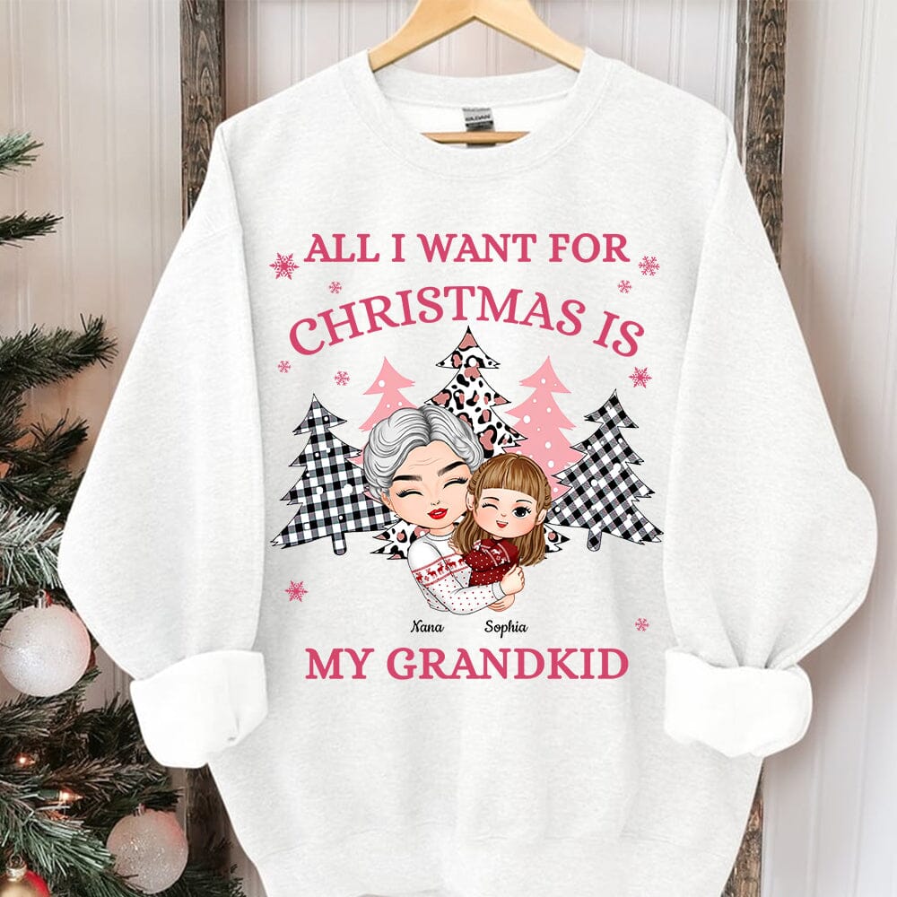 All I Want For Christmas Is My Grandkids Pink Color Personalized T-shirt And Hoodie VTX02NOV23NY1 White T-shirt and Hoodie HumanCustom - Unique Personalized Gifts Made Just for You Classic Tee White S