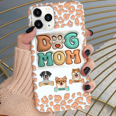 Cute Puppy Pet Dog Mom Leopard Pattern 3D Inflated Effect Personalized Phone Case NVL11APR24NY1