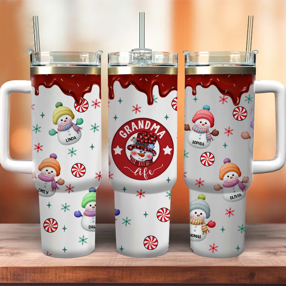 Christmas Grandma Snowman With Kids - Personalized 40oz Tumbler - NTD29NOV23NY2 Tumbler With Straw HumanCustom - Unique Personalized Gifts Made Just for You 40OZ 