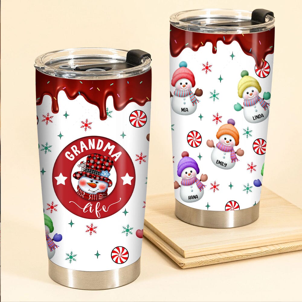 Christmas Grandma Snowman With Kids - Personalized Stainless Steel Tumbler - NTD01DEC23NY3 Stainless Steel Tumbler HumanCustom - Unique Personalized Gifts Made Just for You 