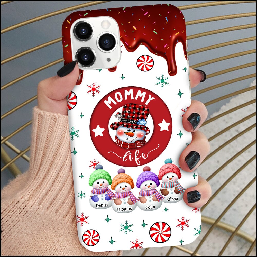 Christmas Grandma Snowman With Kids - Personalized Phone Case - NTD07DEC23NY1 Silicone Phone Case HumanCustom - Unique Personalized Gifts Made Just for You Iphone iPhone 15 