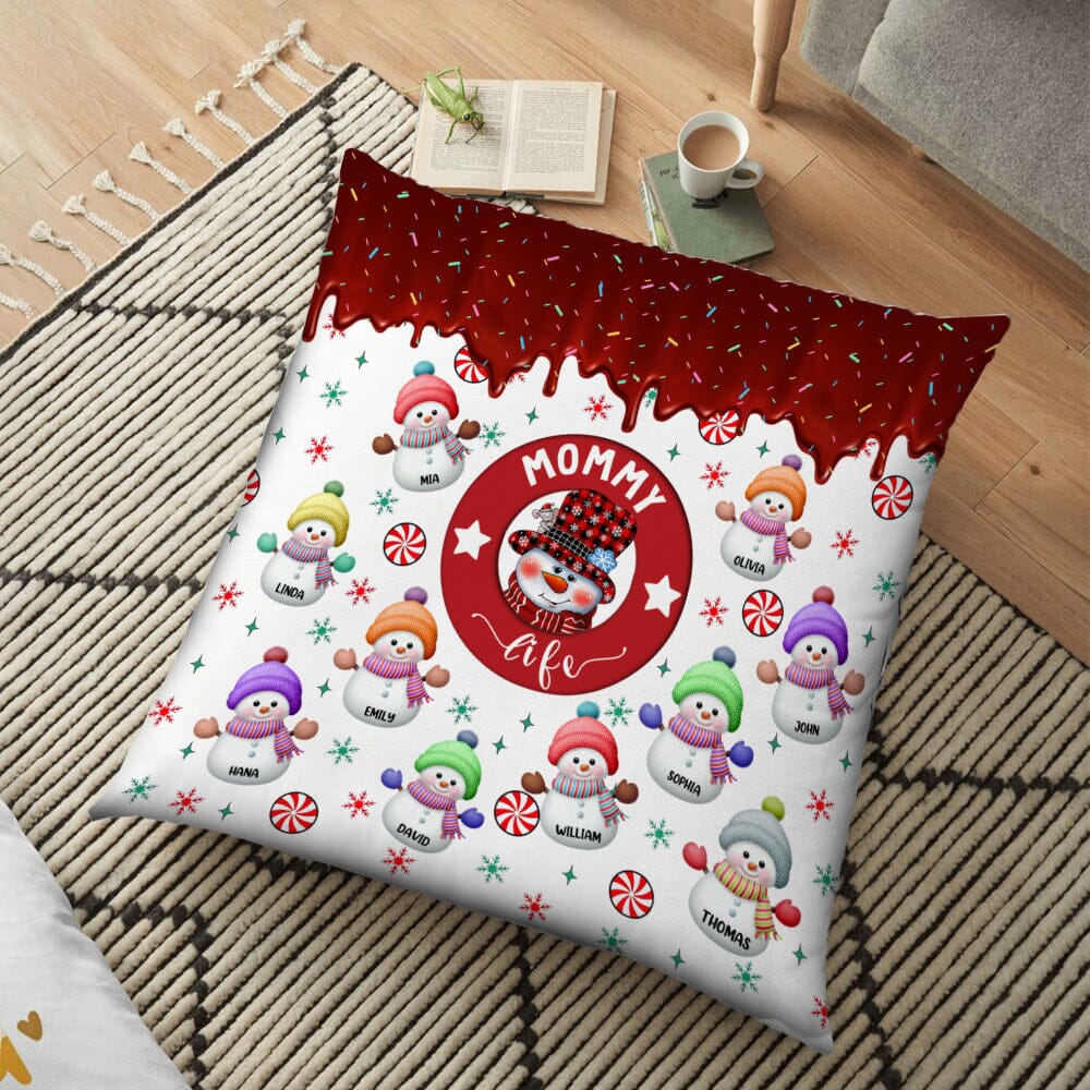 Christmas Grandma Snowman With Kids - Personalized Pillow - NTD08DEC23NY2 Pillow HumanCustom - Unique Personalized Gifts Made Just for You 12x12in 