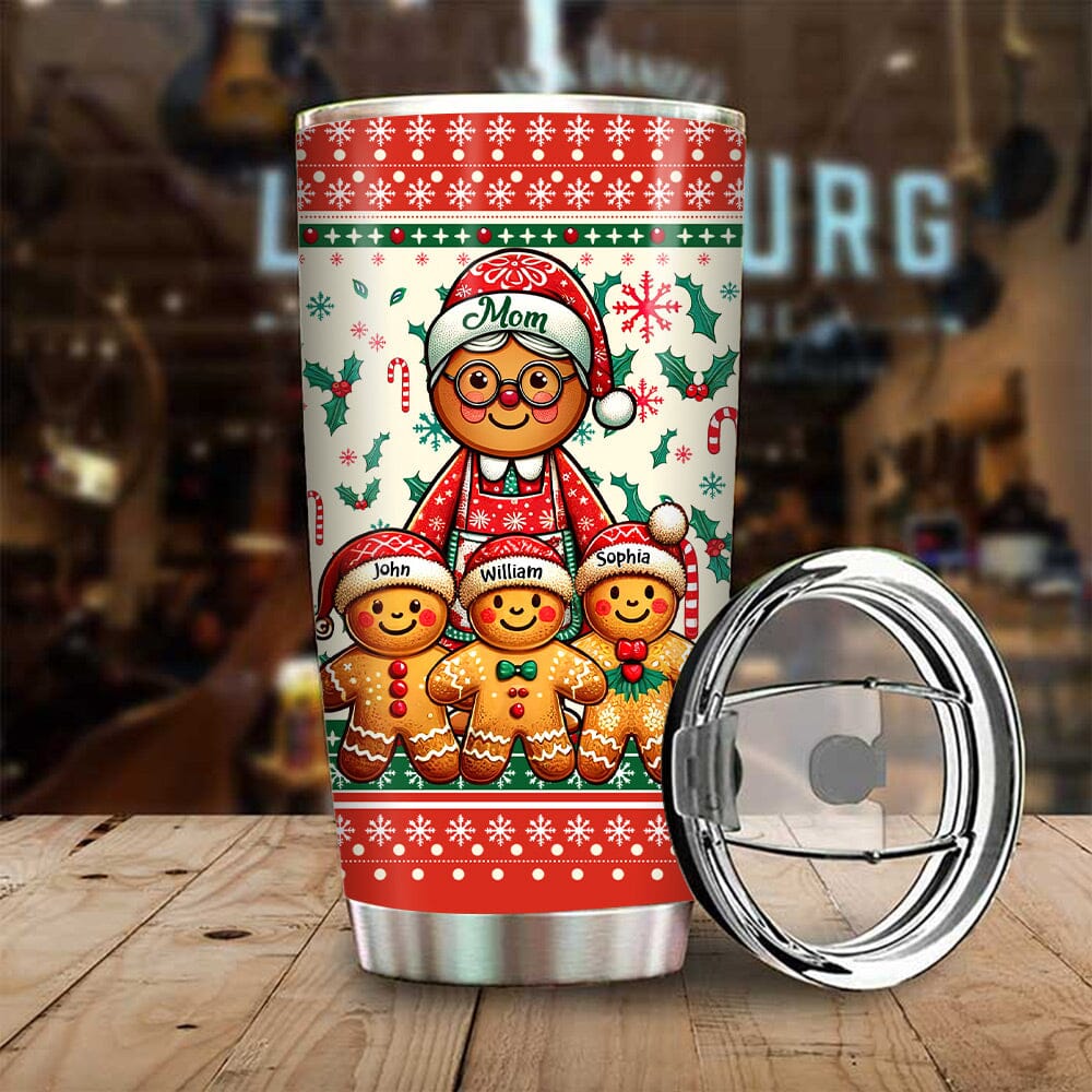 Personalized Christmas Stainless Steel Tumbler - Custom Grandma And Kids Gingerbread - NTD11DEC23NY1 Stainless Steel Tumbler HumanCustom - Unique Personalized Gifts Made Just for You 20 Oz 