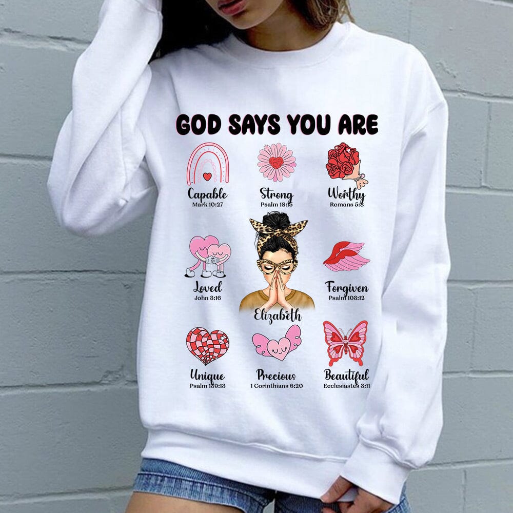 Pinky Vibe Praying Woman God Says You Are Personalized Sweatshirt LPL16DEC23NY1 2d sweatshirt HumanCustom - Unique Personalized Gifts Made Just for You 