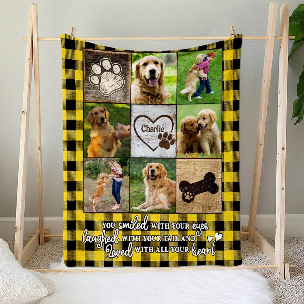 Personalized Memorial Custom Photo Puppy Pet Dog Loss Gift You Smiled With Your Eyes Blanket LPL24NOV23NY1 Fleece and Sherpa Blanket HumanCustom - Unique Personalized Gifts Made Just for You 