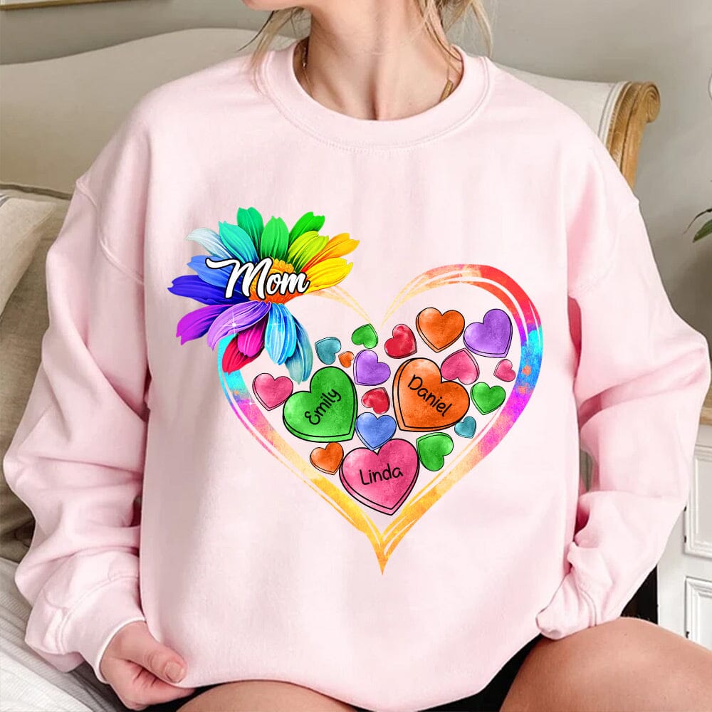 Colorful Sunflower Grandma Mom Heart Loads Of Love Personalized Sweatshirt LPL13NOV23NY3 White Sweatshirt HumanCustom - Unique Personalized Gifts Made Just for You S White 