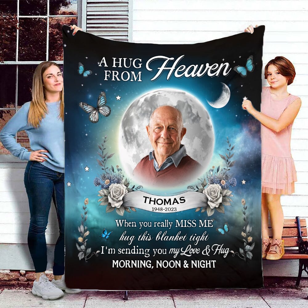 Personalized Custom Photo Blanket - A Hug From Heaven - NTD15DEC23NY1 Fleece Blanket HumanCustom - Unique Personalized Gifts Made Just for You 