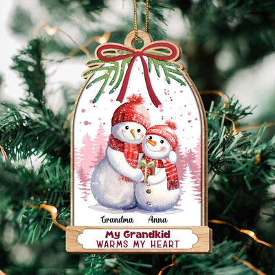 Christmas Snowman Grandma Hugs Grandkids, My Grandkids Warms My Heart Personalized Ornament LPL19OCT23NY1 Wood Custom Shape Ornament HumanCustom - Unique Personalized Gifts Made Just for You Pack 1