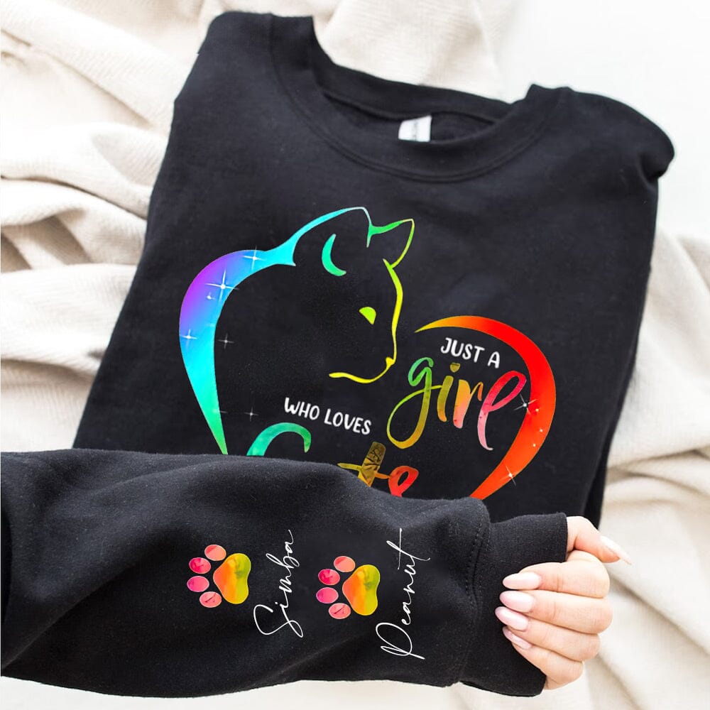 Colorful Cat Lovers Heart Paw Personalized Sweatshirt NVL30NOV23NY2 2d sweatshirt HumanCustom - Unique Personalized Gifts Made Just for You 