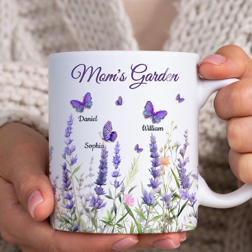 Lavender Flowers With Butterflies Grandma's Garden Personalized Mug VTX13DEC23NY2 White Mug HumanCustom - Unique Personalized Gifts Made Just for You 