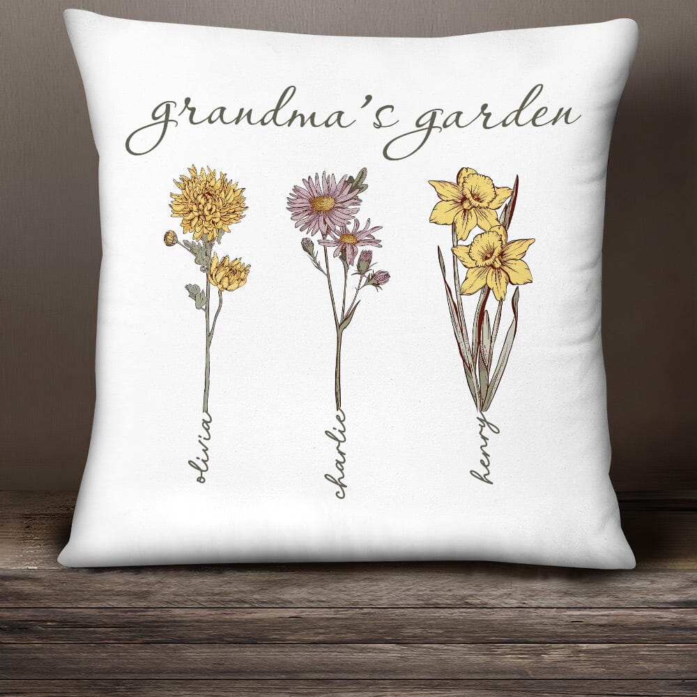 Grandma Mom's Garden Birth Month Flowers Personalized Pillow VTX04DEC23NY1 Pillow HumanCustom - Unique Personalized Gifts Made Just for You 