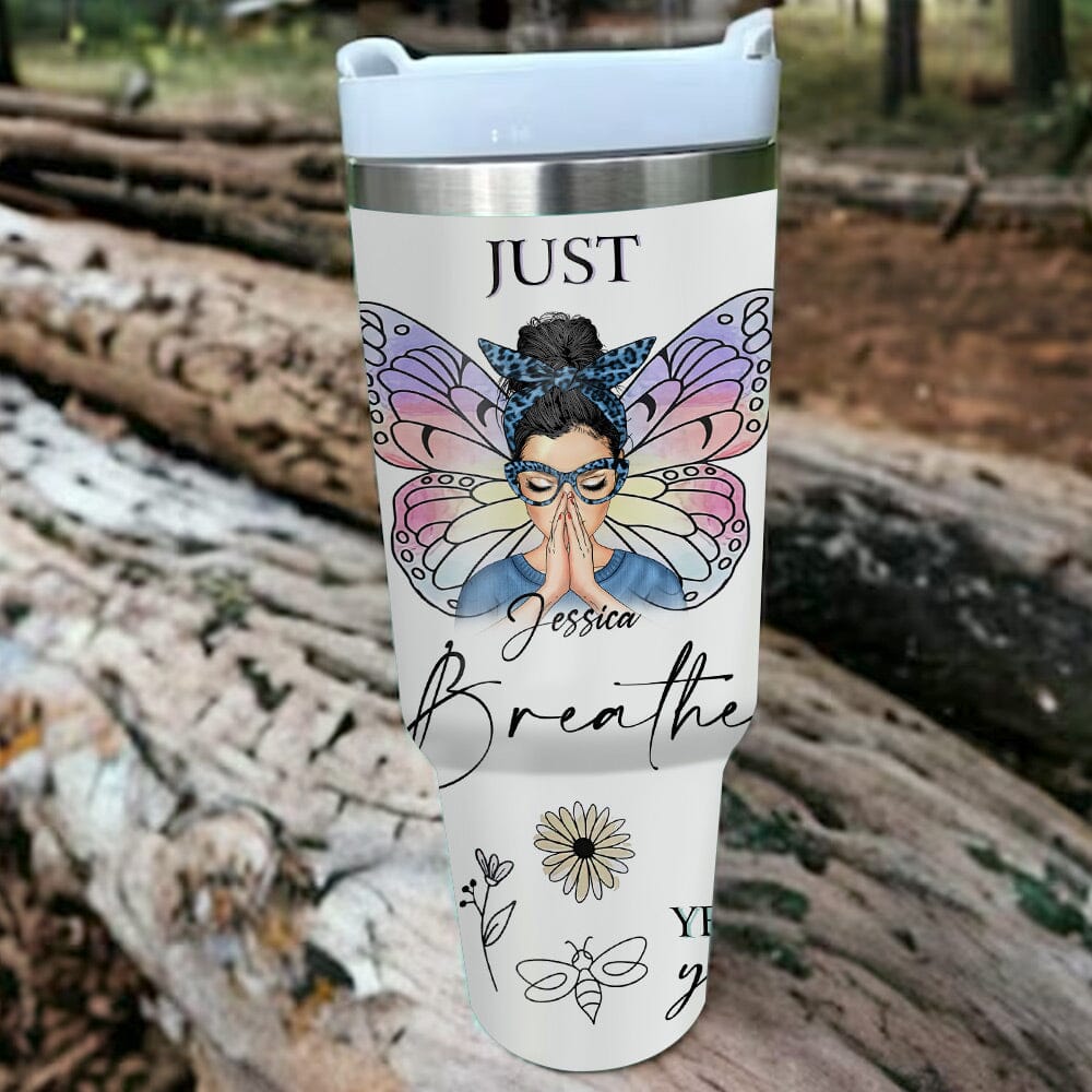 Messy Bun Positive Affirmation Personalized 40Oz Tumbler Gift For Mom Daughter Sister VTX07DEC23NY1 Tumbler With Straw HumanCustom - Unique Personalized Gifts Made Just for You 