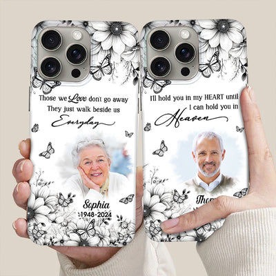 Memorial Insert Photo Black & White Floral Butterfly, Those We Love Don't Go Away Personalized Phone Case LPL24APR24NY4