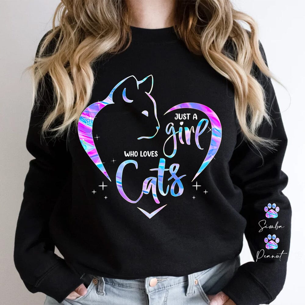 Colorful Cat Lovers Heart Paw Personalized Sweatshirt NVL30NOV23NY2 2d sweatshirt HumanCustom - Unique Personalized Gifts Made Just for You 