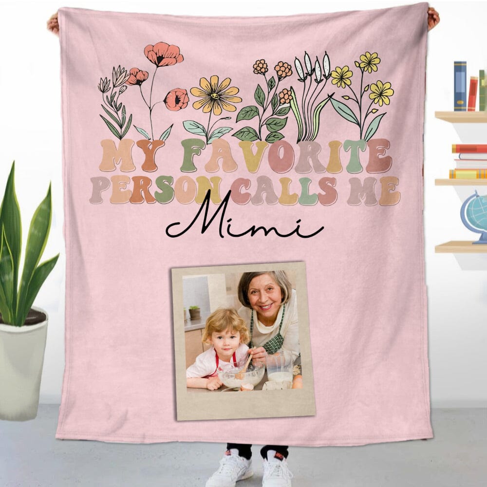 My Favorite People Call Me Grandma Wildflowers Custom Photo Blanket Gift For Grandma Mom VTX13DEC23NY1 Fleece Blanket HumanCustom - Unique Personalized Gifts Made Just for You 