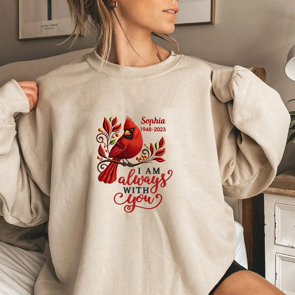 Embroidery Cardinal Memorial Personalized Sweatshirt HTN23NOV23NY2 Embroidered Sweatshirt HumanCustom - Unique Personalized Gifts Made Just for You 