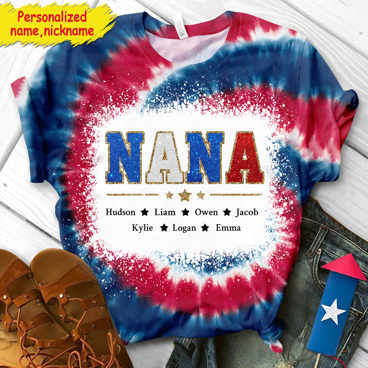 Custom Nickname Grandma Nana 4th of July Personalized 3D T-shirt HTN20APR24CT1