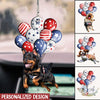 Funny Dog Breeds Flying With Balloon 4th of July American Flag Pattern Personalized Car Ornament LPL31MAY23CA1