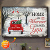 Personalized Love Couple Red Truck Christmas Home Is Wherever I'm With You Canvas NVL23AUG21CT1 Canvas Dreamship