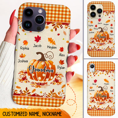 Autumn Fall Season Pumpkin Grandma Mom Leaves Kids Personalized Phone Case LPL05JUL23CT1