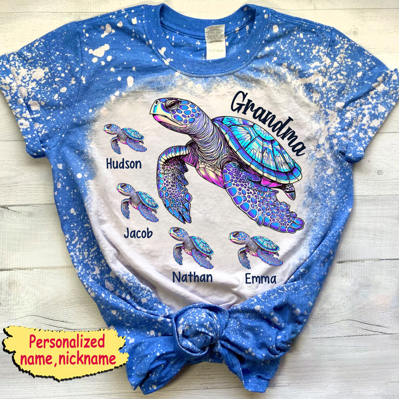 Discover Sea Turtle Grandma With Cute Grandkids Personalized 3D T-shirt Gift for Sea Turtle Lover