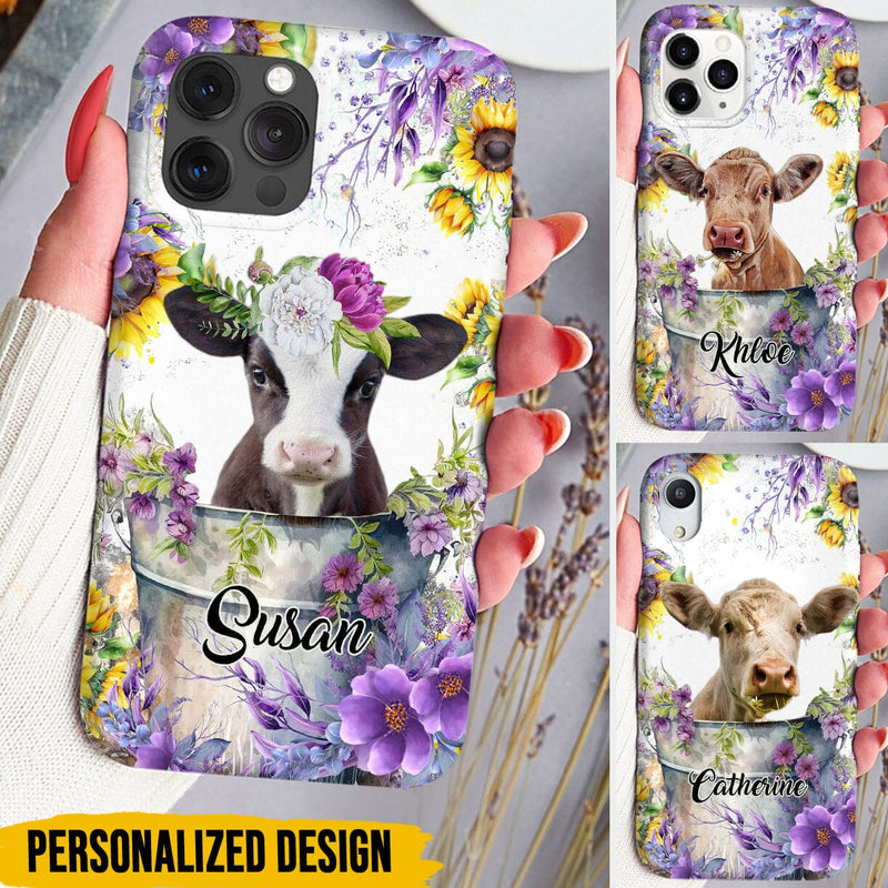 Discover Flower Baby Cow In Bucket, Love Cow Cattle Farm Personalized Phone Case