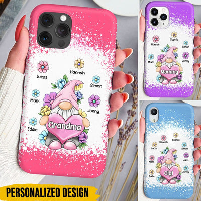 Aunties Moms Grandmas Cute Grandkids Floral Gnome Personalized Phone case Perfect Mother's Day Gift HTN20MAR23CA1 Silicone Phone Case Humancustom - Unique Personalized Gifts Iphone iPhone 14