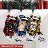 Christmas Cute Laughing Dog Cat Pet Lovers Personalized Stockings NVL01NOV22CA1 Christmas Stocking Humancustom - Unique Personalized Gifts 7.5X16.5