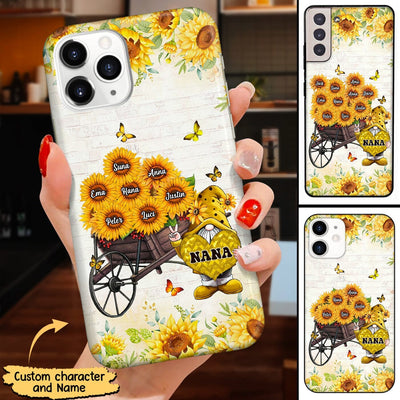 Grandma Mom Aunties Sunflower Gnome Personalized Phone case Perfect Mother's Day Gift HTN27MAR23NA2 Silicone Phone Case Humancustom - Unique Personalized Gifts Iphone iPhone 14