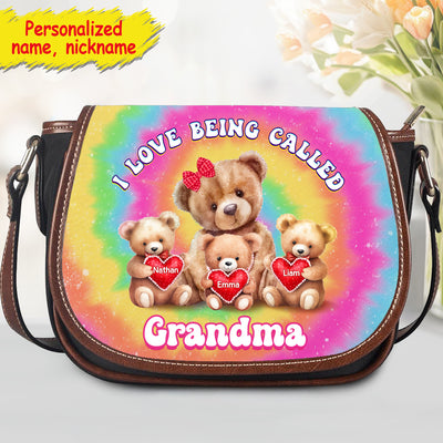 Grandma Bear Colorful Tie Dye Pattern Personalized Tambourin Handbag With Single Strap VTX15APR24CT1