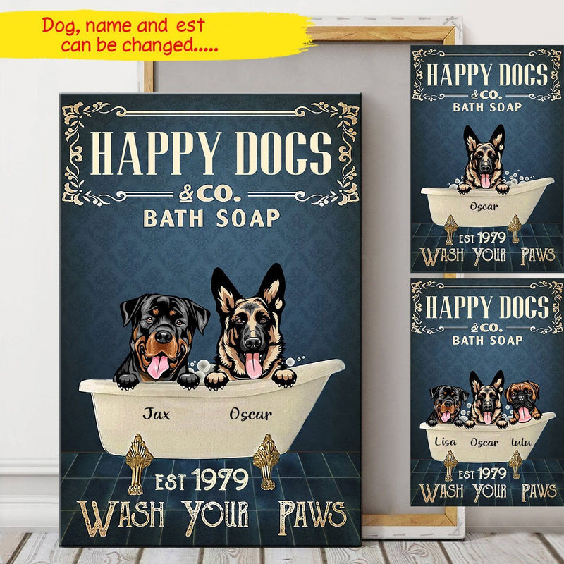 Happy Dogs Bathing Personalized Canvas