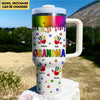 Colorful Handprint Grandkids Dripping Background Personalized Tumbler Gift for Grandma CTL21MAR24CT2
