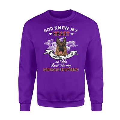 GERMAN SHEPHERD God knew my heart needed love Standard Crew Neck Sweatshirt DHL-VA2D8 Dreamship S Purple