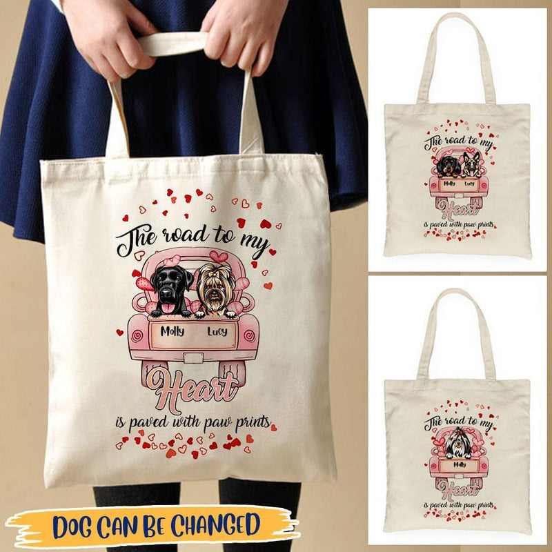 Discover Personalized Dog The Road To My Heart Is Paved With Pawprints Everyday Tote Bag Dhl-40Tq001