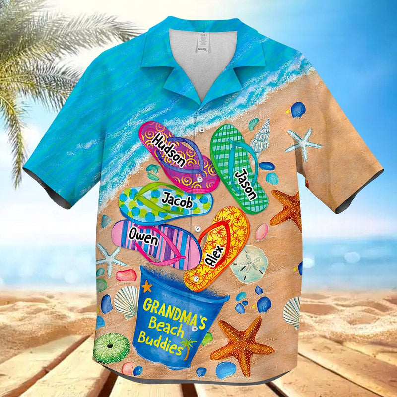 Beach Buddies Summer Flip Flop Personalized Hawaiian Shirt