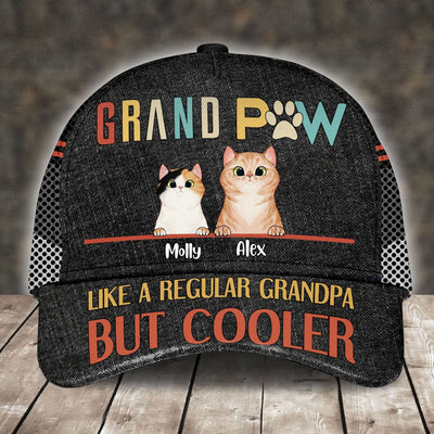 Personalized Custom Cats Grand Paw Like A Regular Grandpa But Cooler Cat Lovers Cap Hp-30Tq001 Baseball Cap Human Custom Store Universal Fit