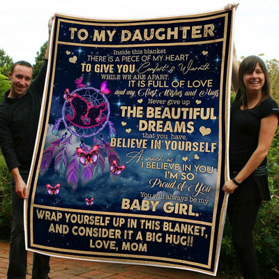 Gift For Your Daughter - Butterfly & Dreamcatcher Fleece Blanket tdh hqt-21sh005 Fleece Blanket Dreamship Medium (50x60in)