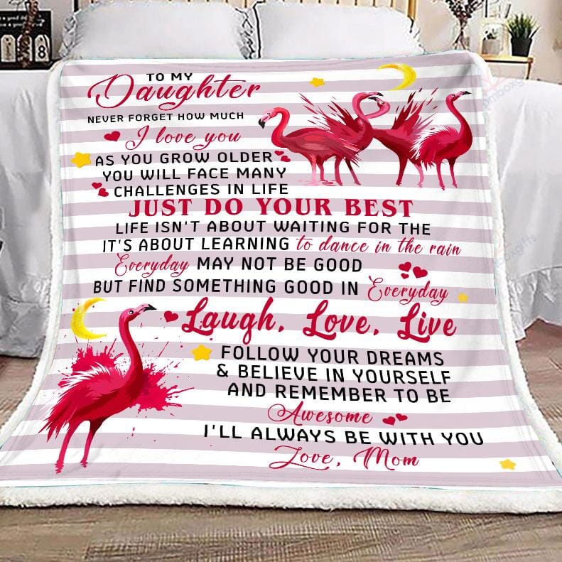 Gift For Your Daughter - Flamingo Fleece Blanket