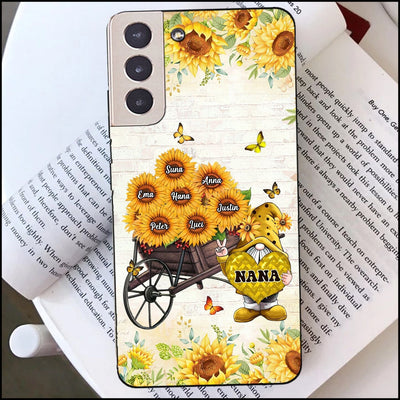 Grandma Mom Aunties Sunflower Gnome Personalized Phone case Perfect Mother's Day Gift HTN27MAR23NA2 Silicone Phone Case Humancustom - Unique Personalized Gifts