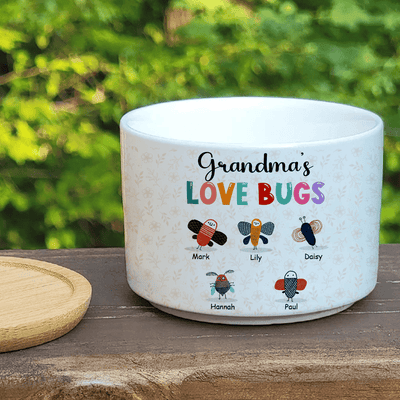 Grandma's Love Bugs Cute Bug Grandkids Nanas Moms Aunties Personalized Ceramic Plant Pot Perfect Mother's Day Gift HTN23MAR23QB1 Ceramic Plant Pot Humancustom - Unique Personalized Gifts