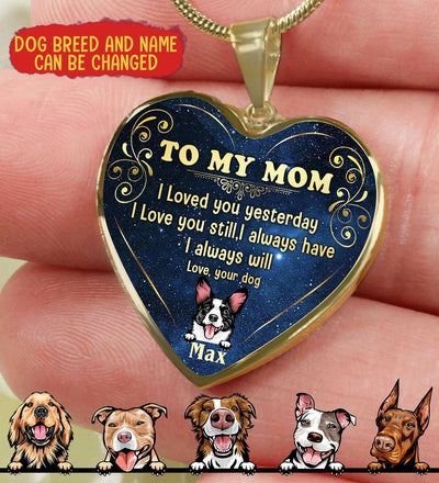 To My Mom Personalized Dog Heart Necklace Jewelry ShineOn Fulfillment
