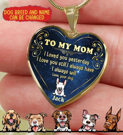 To My Mom Personalized Dog Heart Necklace Jewelry ShineOn Fulfillment