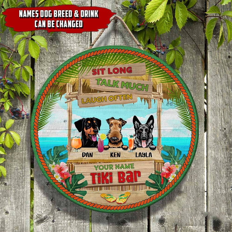 Personalized Tiki Bar (Custom Dogs) Wood Sign