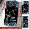 Personalized Custom Blessed Mimi, Grandma Hummingbird Glitter Floral Phone case nla24jun22vn1