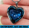 Zodiac Couple Heart Necklace Ntk-18Nq037 Jewelry ShineOn Fulfillment Luxury Necklace (Silver)
