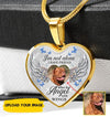 Dog Angel With Wings Memorial Upload Photo Custom Heart Necklace Jewelry ShineOn Fulfillment Luxury Necklace (Silver)